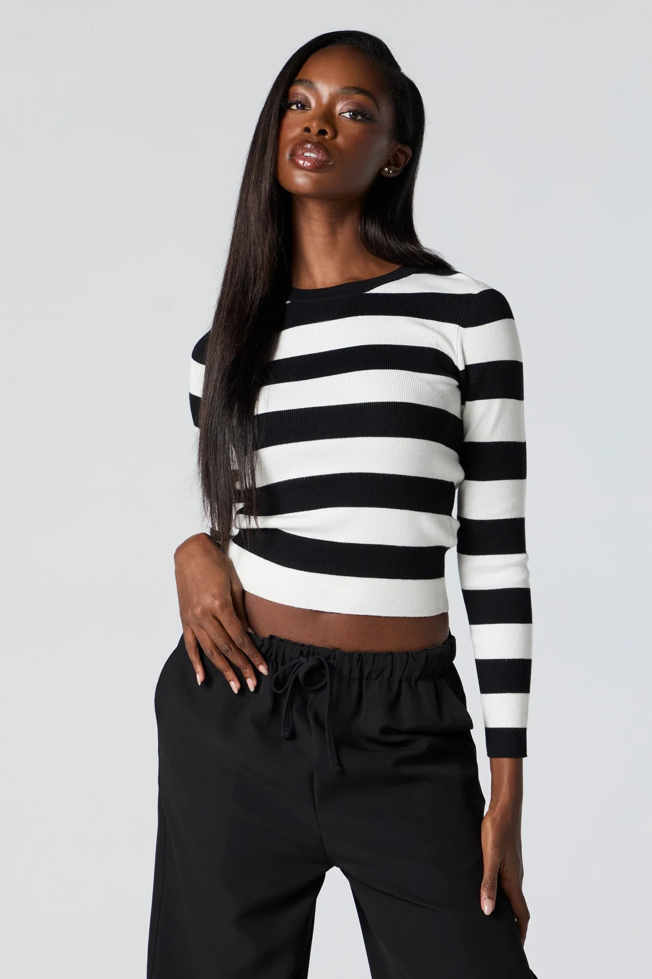 Ribbed Knit Striped Sweater sold by Urban Planet