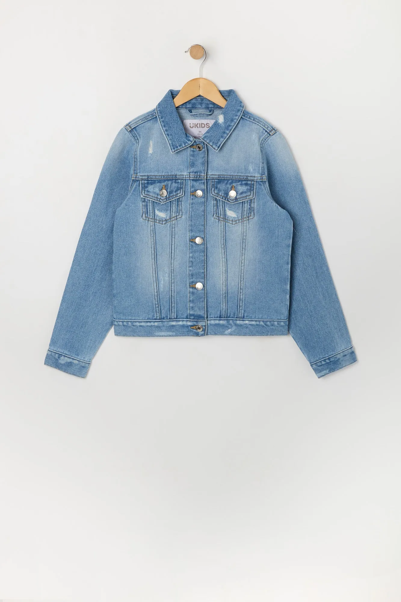 Girls Medium Wash Denim Jacket sold by Urban Planet