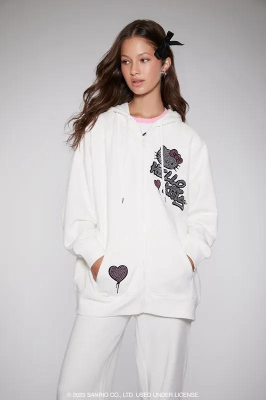 Rhinestone Hello Kitty Zip-Up Hoodie sold by Urban Planet