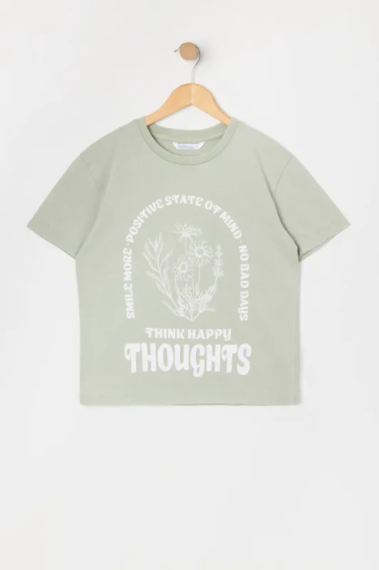 Girls Happy Thoughts Graphic T-Shirt sold by Urban Planet