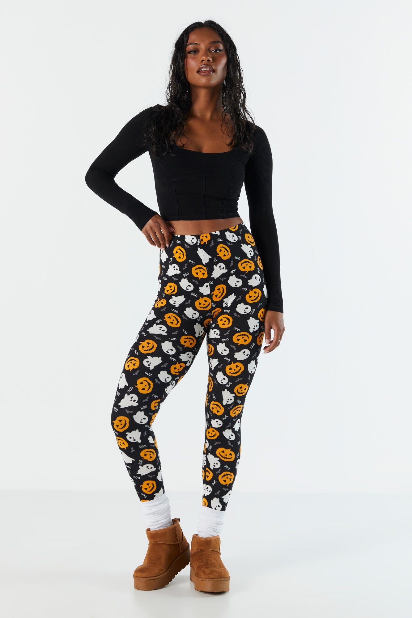 Legging d'Halloween avec motif de citrouilles et de fantômes sold by Urban Planet product image thumbnail 3