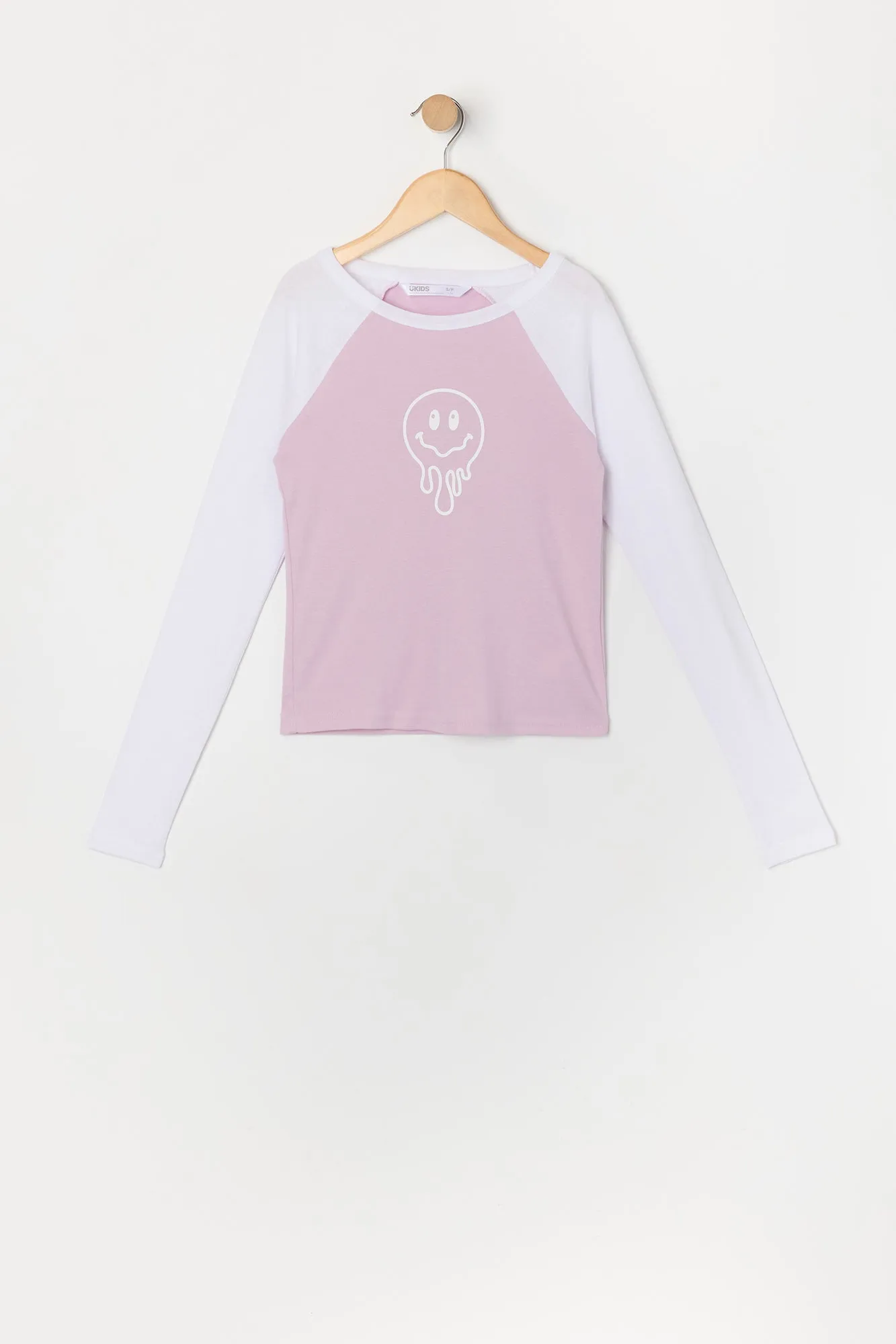 Haut raglan à manches longues avec imprimé Melting Smiley pour fille sold by Urban Planet