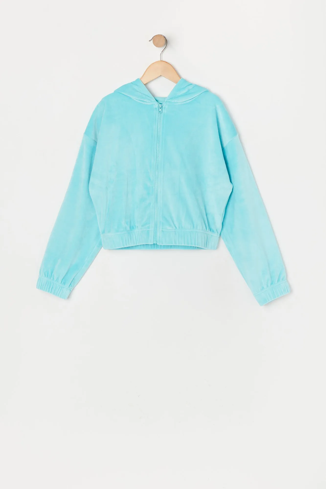 Haut à capuchon en velours avec fermeture à glissière pour fille sold by Urban Planet