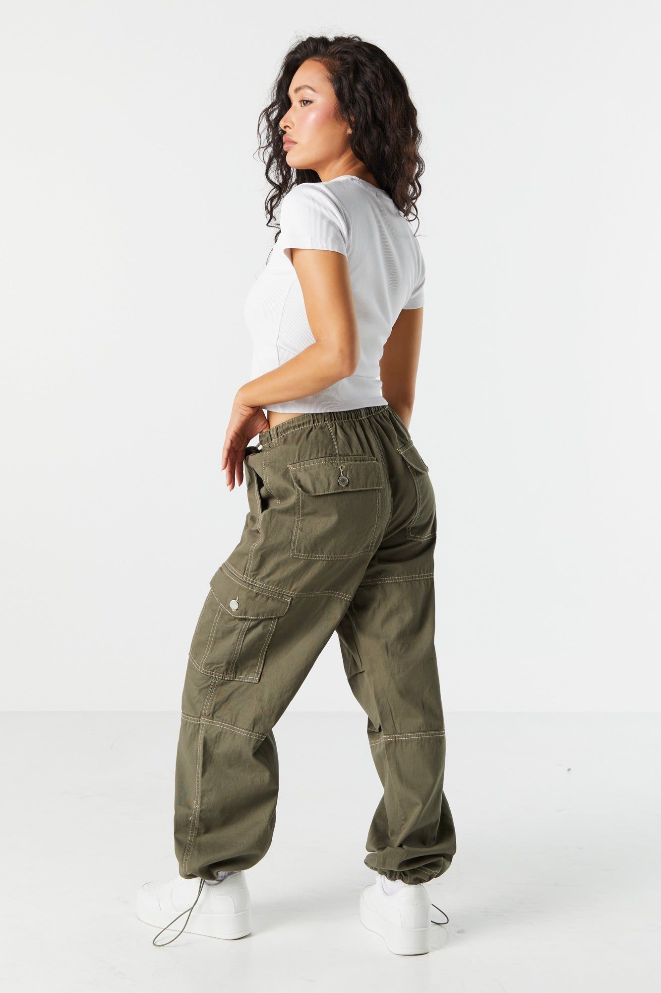 Contrast Stitch Cargo Parachute Pant sold by Urban Planet product image thumbnail 6