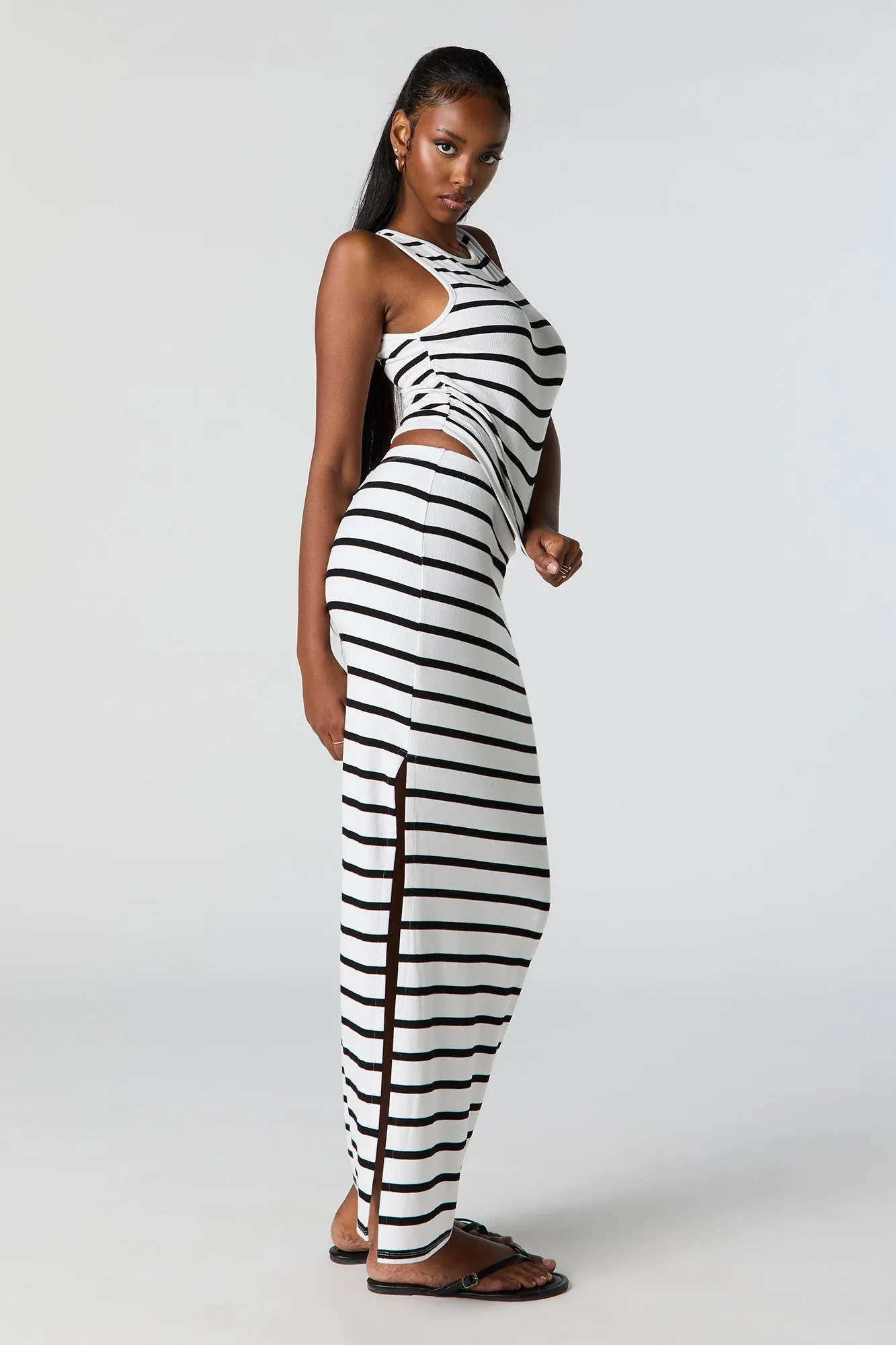 Jupe maxi côtelée rayée avec fente sold by Urban Planet product image thumbnail 2