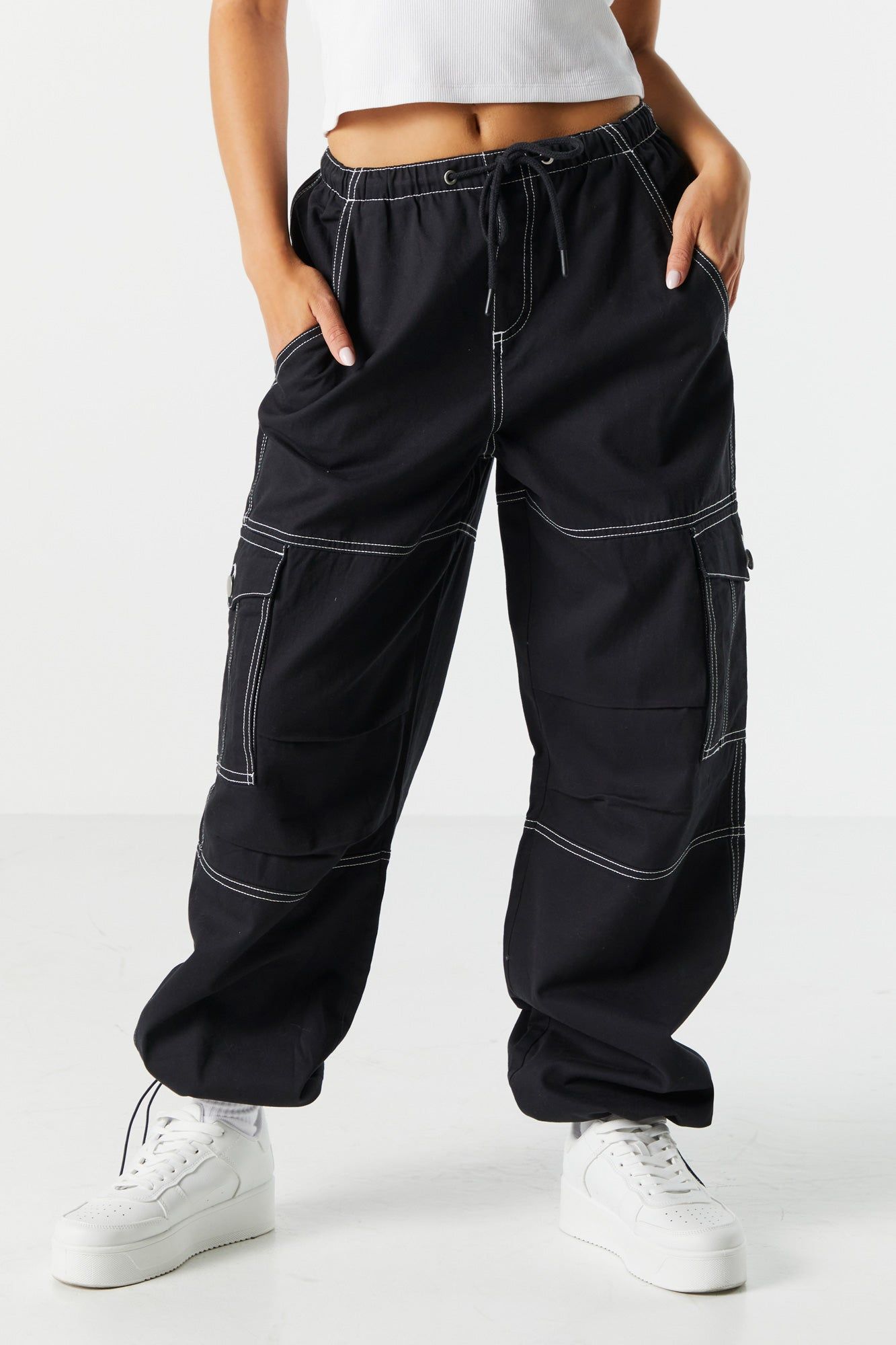 Contrast Stitch Cargo Parachute Pant sold by Urban Planet product image thumbnail 9
