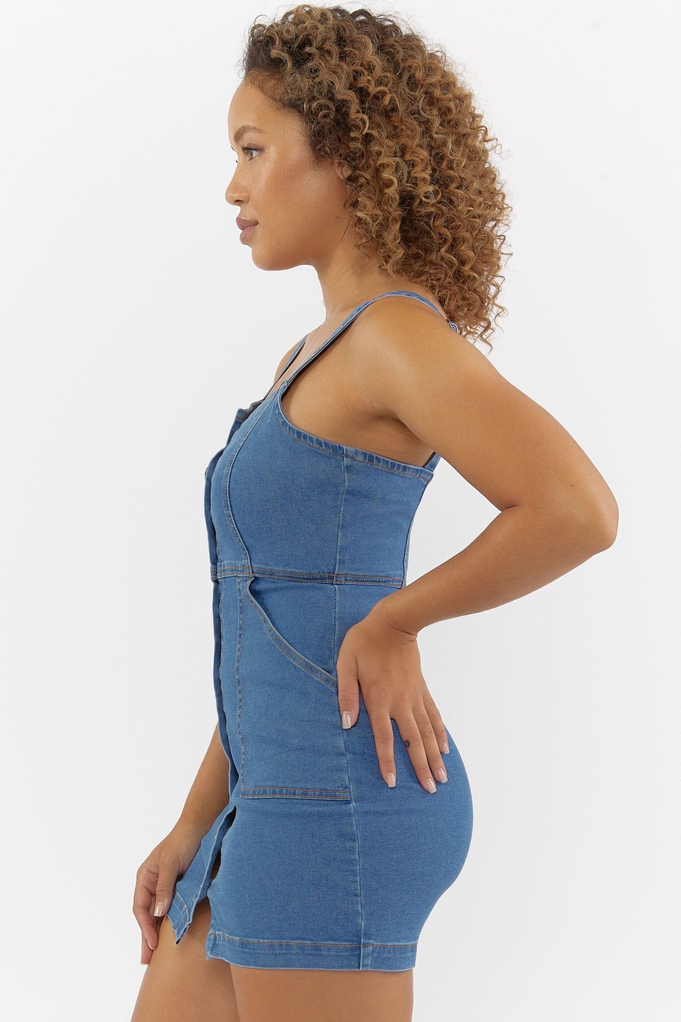 Denim Button-Up Mini Dress sold by Urban Planet product image thumbnail 3