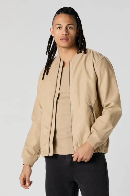 Faux Suede Bomber Jacket sold by Urban Planet