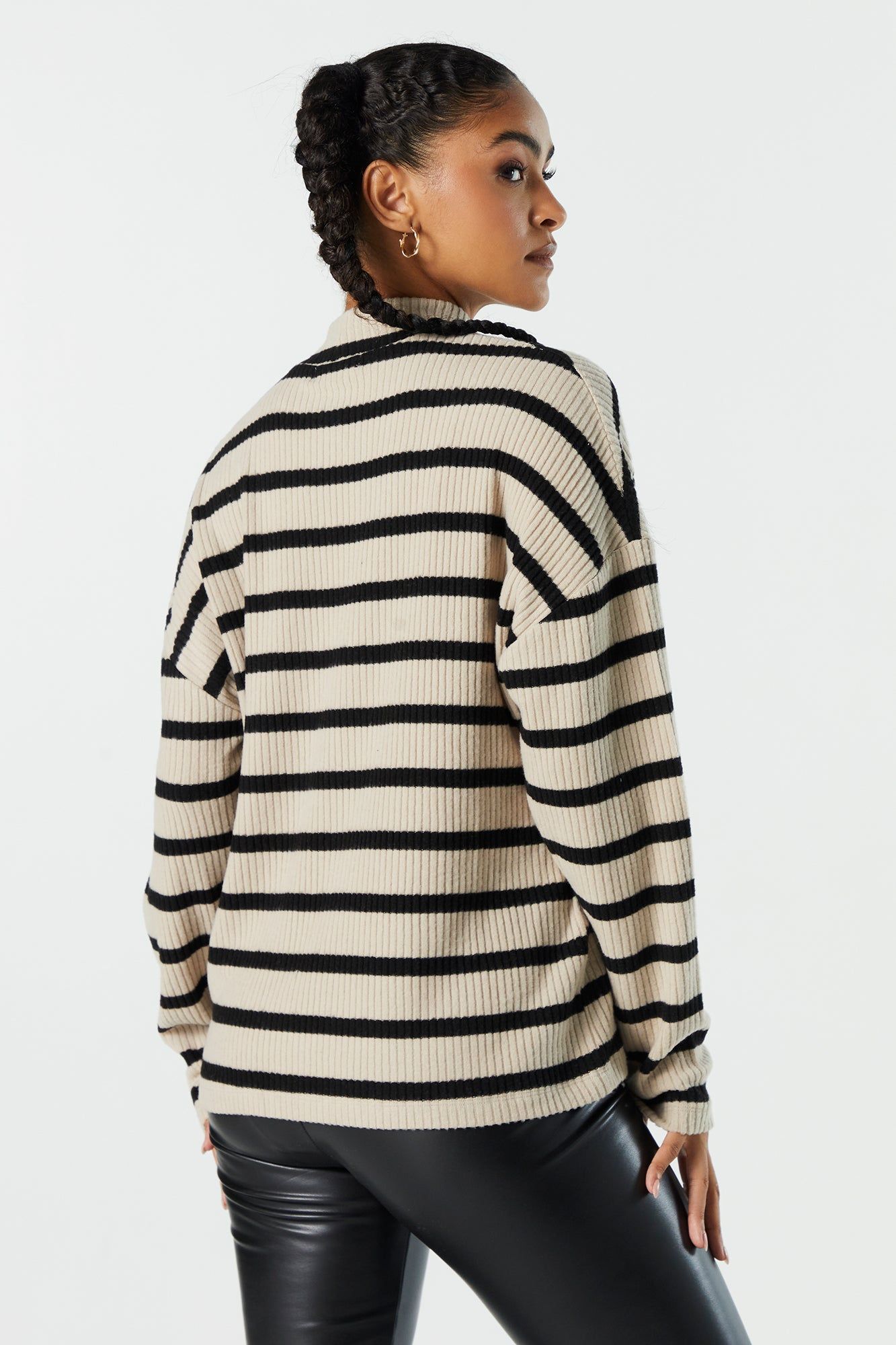 Chandail côtelé rayé avec col cheminée sold by Urban Planet product image thumbnail 6