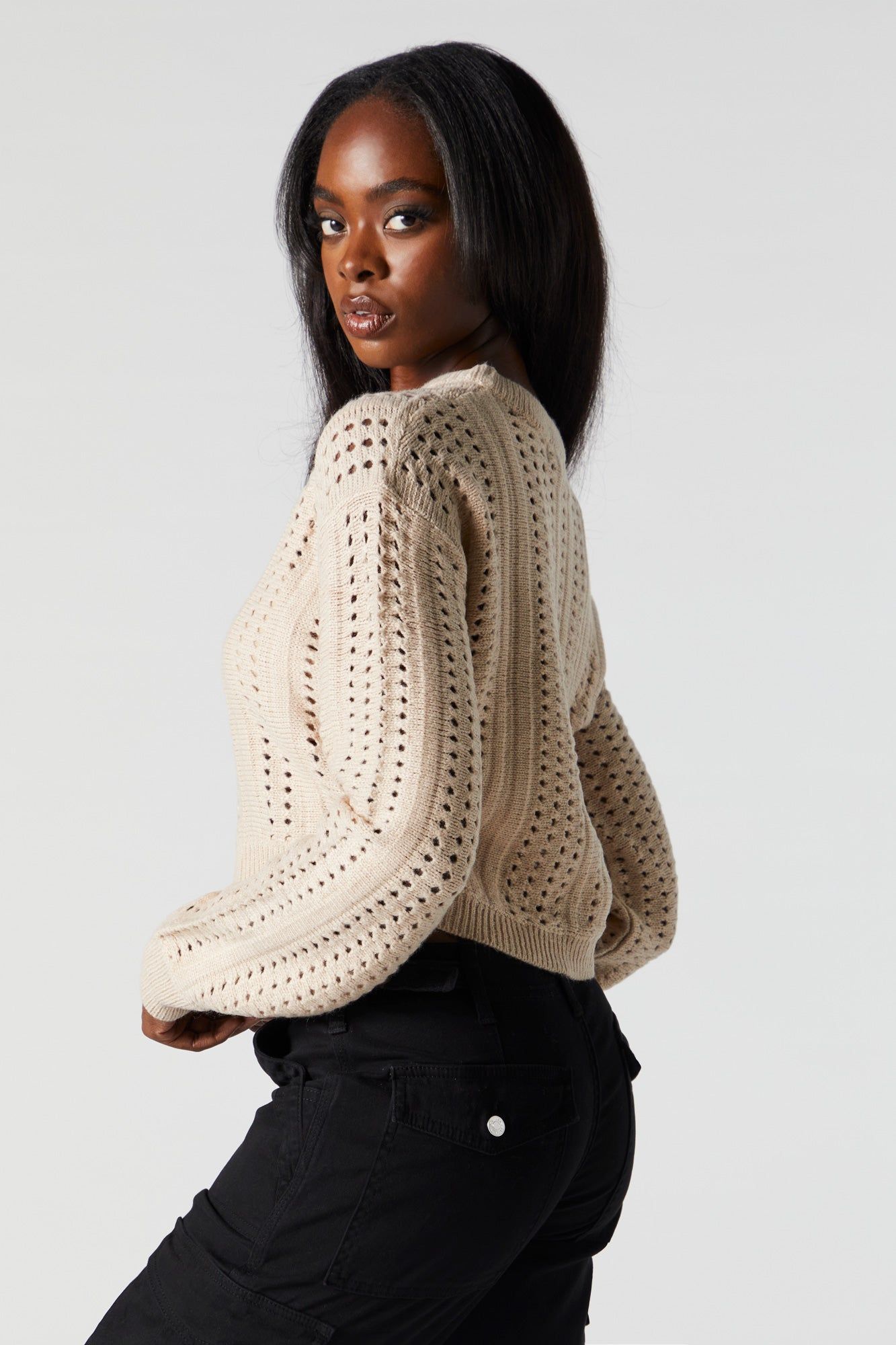 Chandail court en tricot ajouré sold by Urban Planet product image thumbnail 5