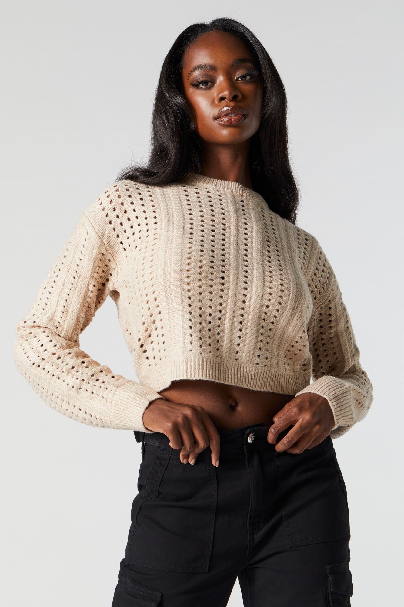 Chandail court en tricot ajouré sold by Urban Planet product image thumbnail 4