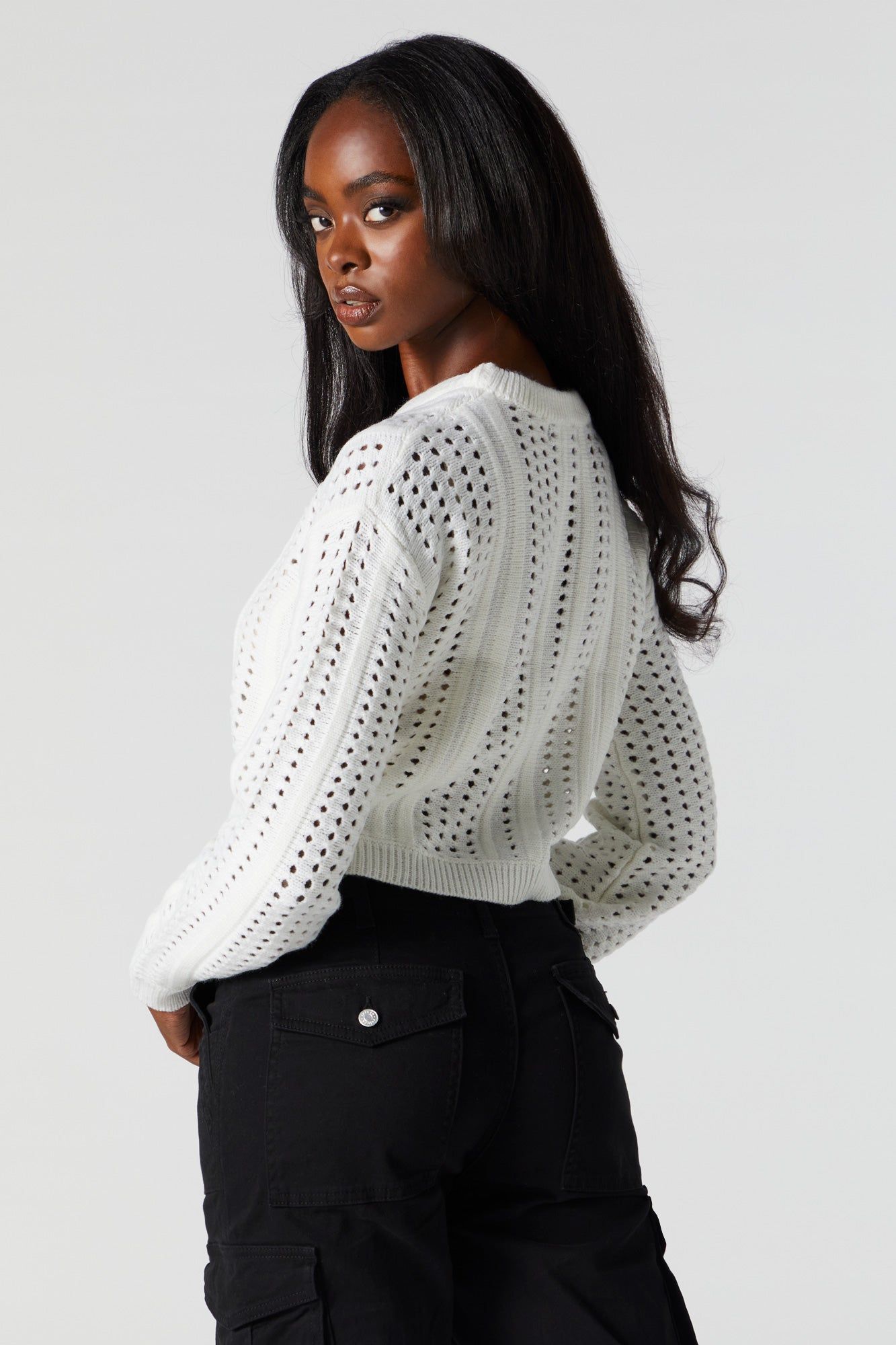 Chandail court en tricot ajouré sold by Urban Planet product image thumbnail 2