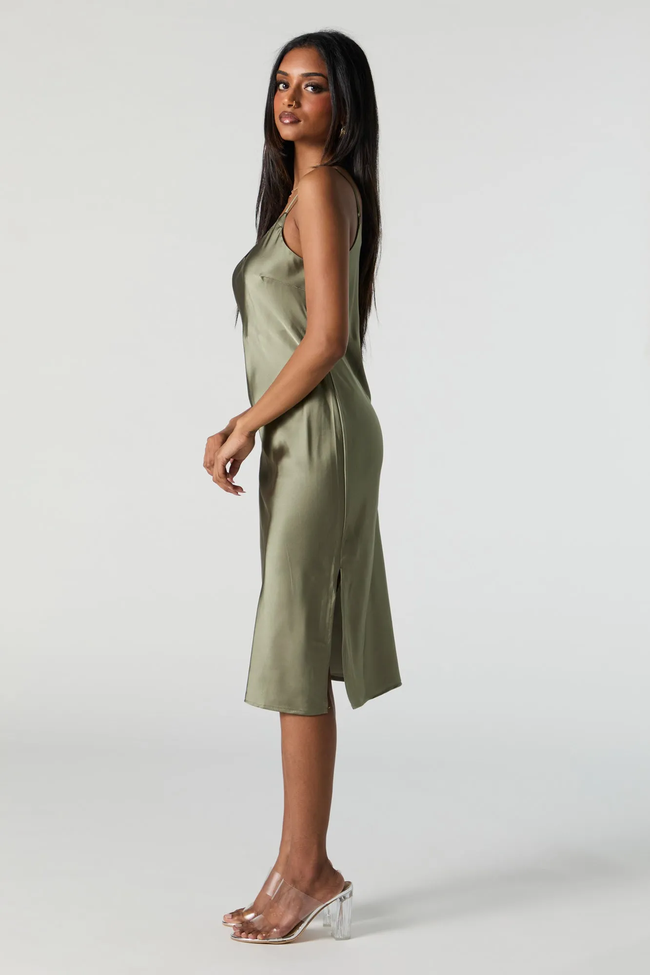 Satin Scoop Neck Cami Midi Dress sold by Urban Planet product image thumbnail 5