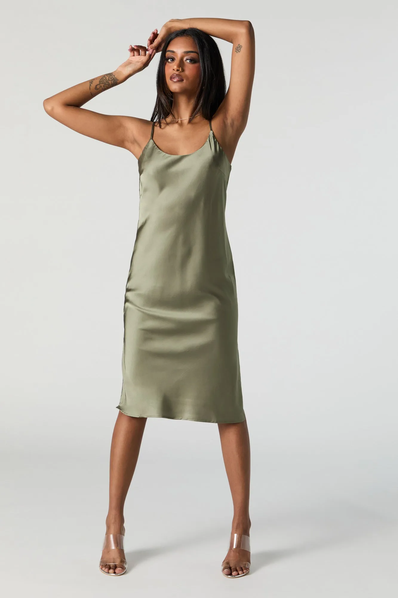 Satin Scoop Neck Cami Midi Dress sold by Urban Planet product image thumbnail 4