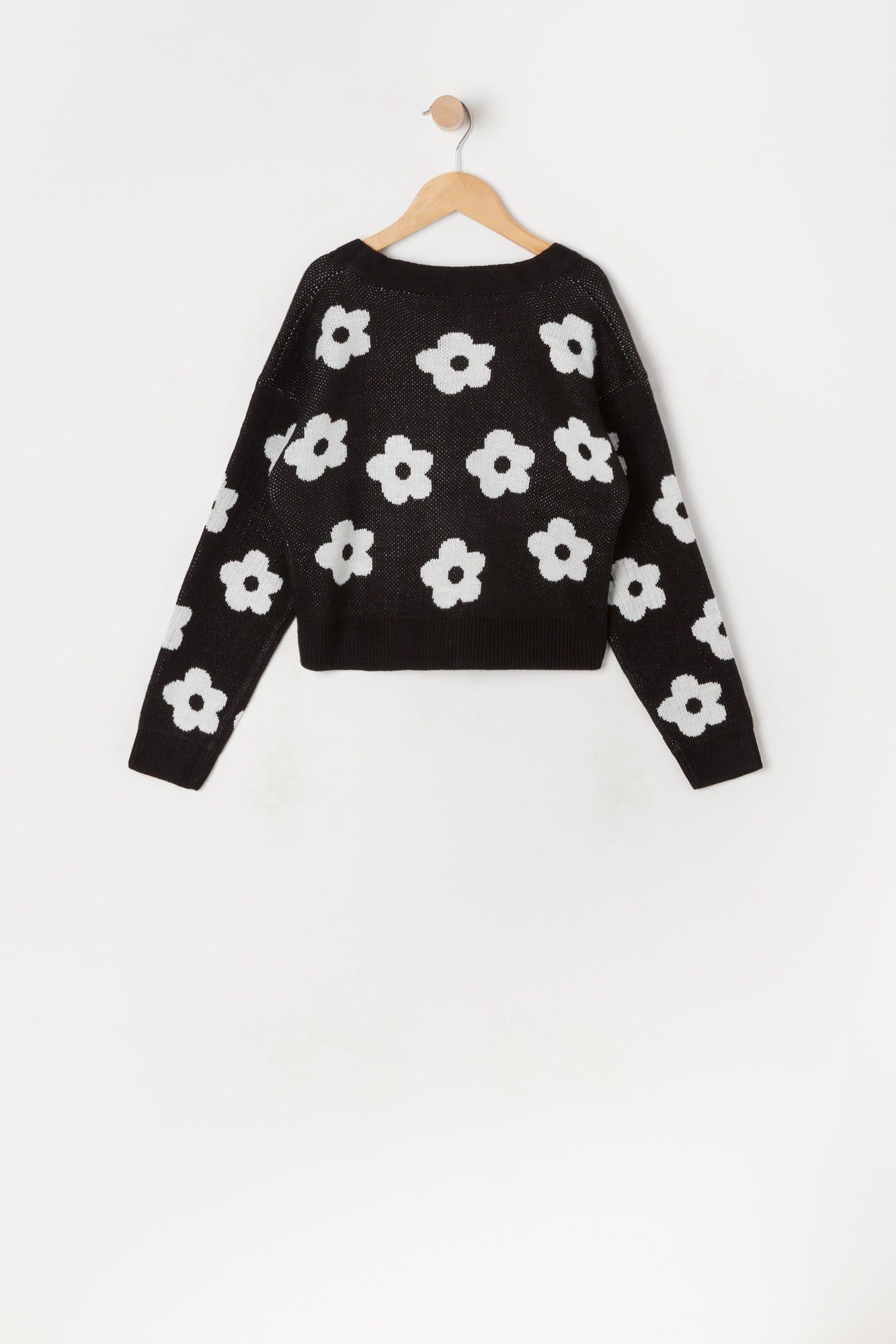 Girls Daisy Print Jacquard-Knit Button-Up Cardigan sold by Urban Planet product image thumbnail 2