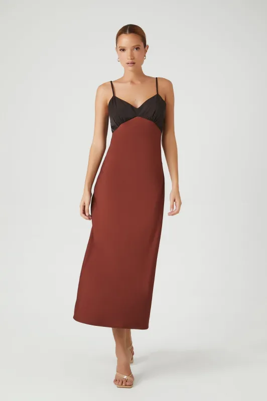 Colourblock Satin Maxi Slip Dress sold by Urban Planet