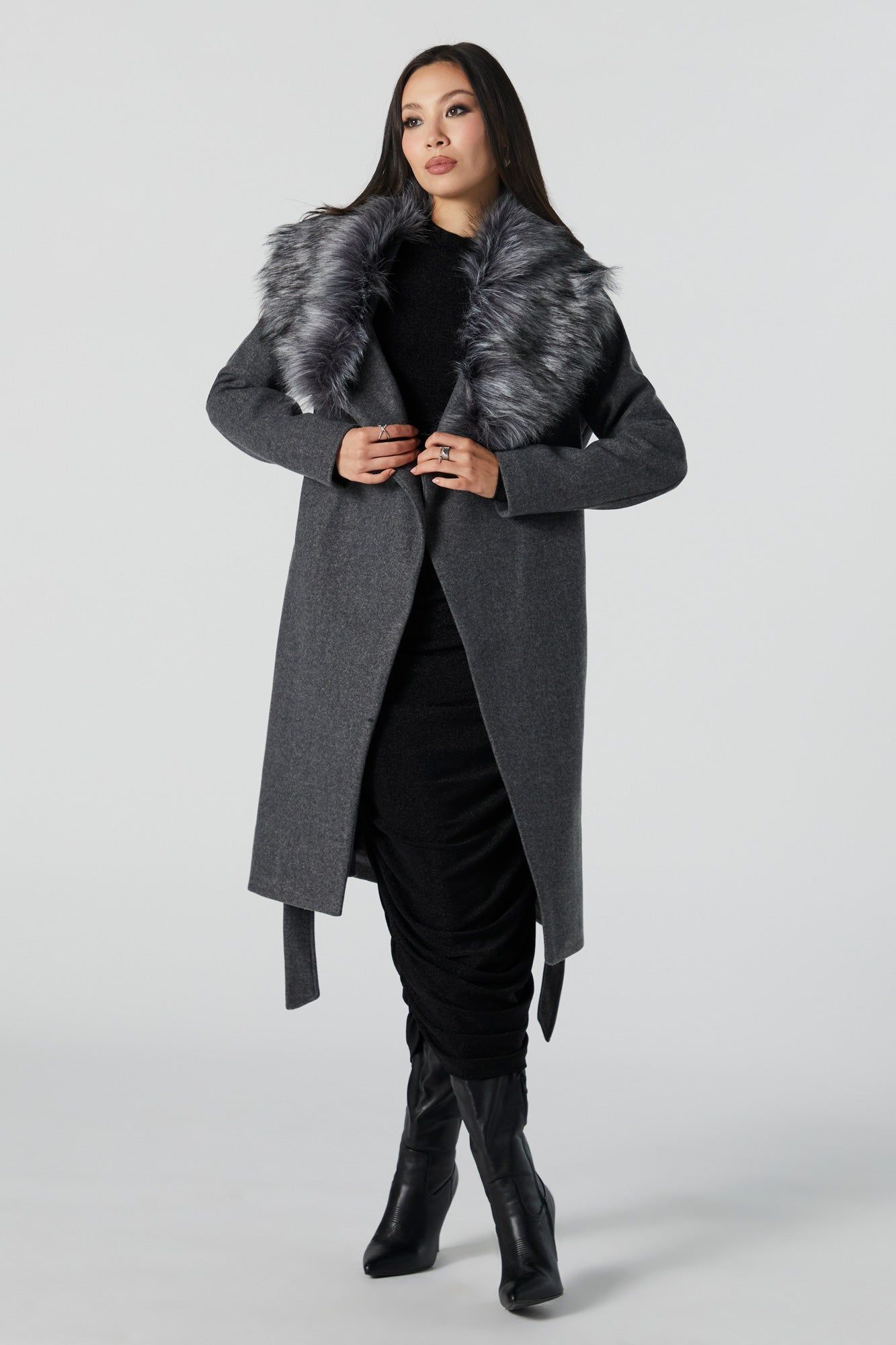 Faux Fur Collared Coat sold by Urban Planet product image thumbnail 4