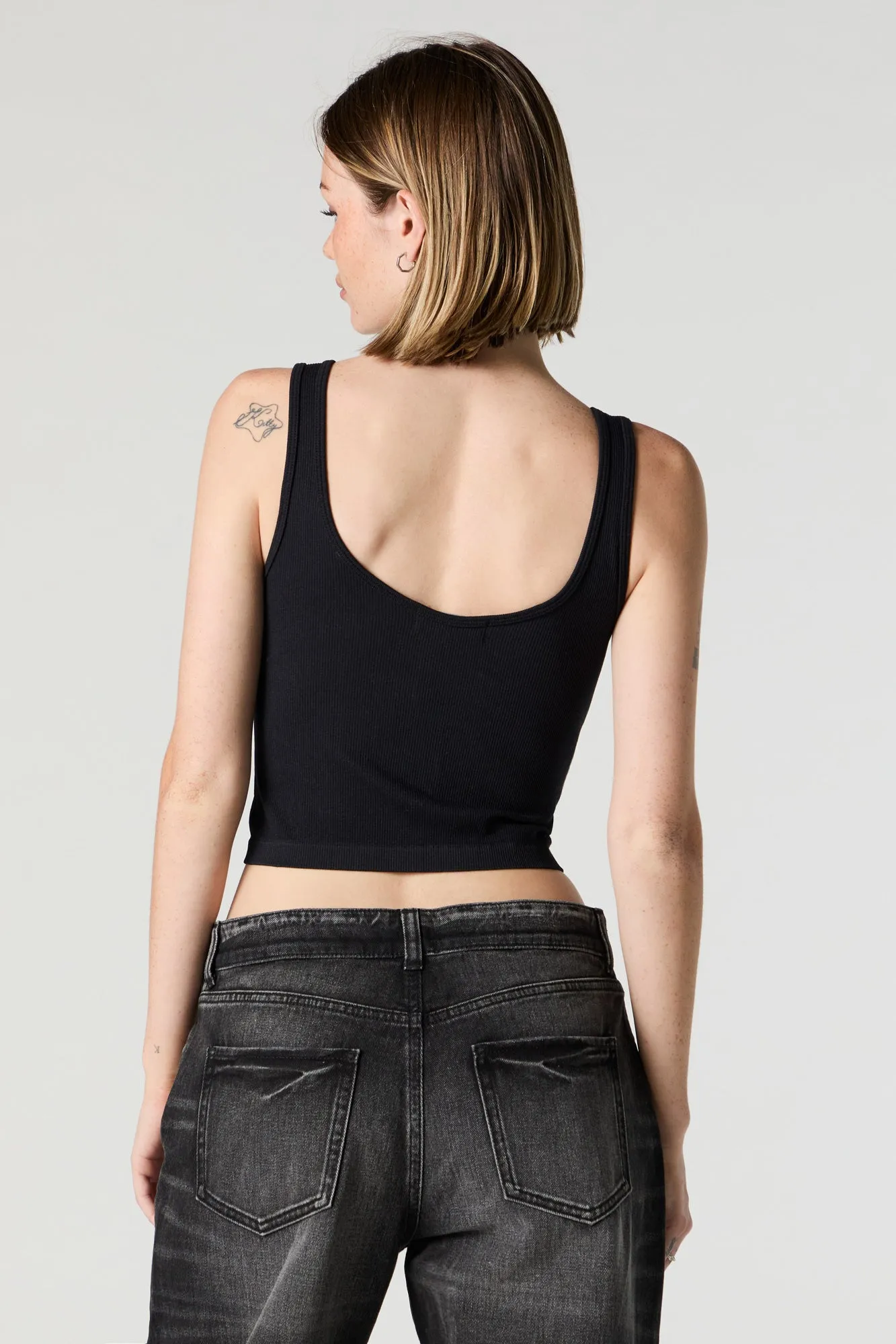 Ribbed Scoop Neck Corset Tank sold by Urban Planet product image thumbnail 5