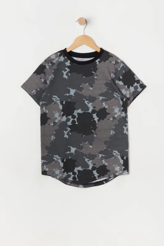 Boys Splatter Camo Print Crew Neck T-Shirt sold by Urban Planet