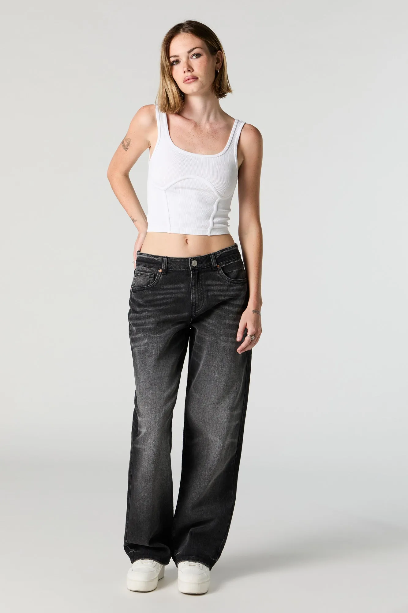 Ribbed Scoop Neck Corset Tank sold by Urban Planet product image thumbnail 3