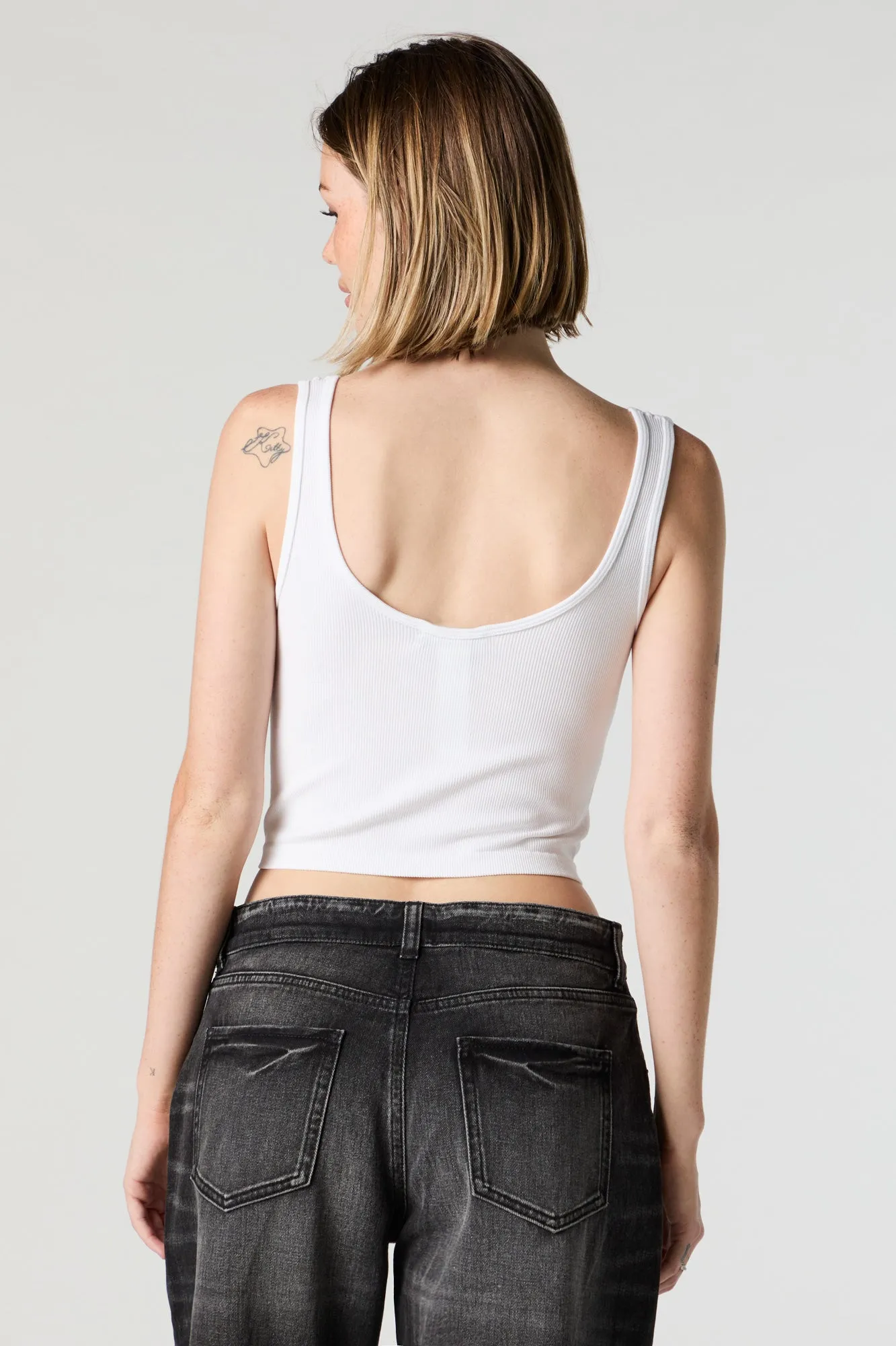 Ribbed Scoop Neck Corset Tank sold by Urban Planet product image thumbnail 2