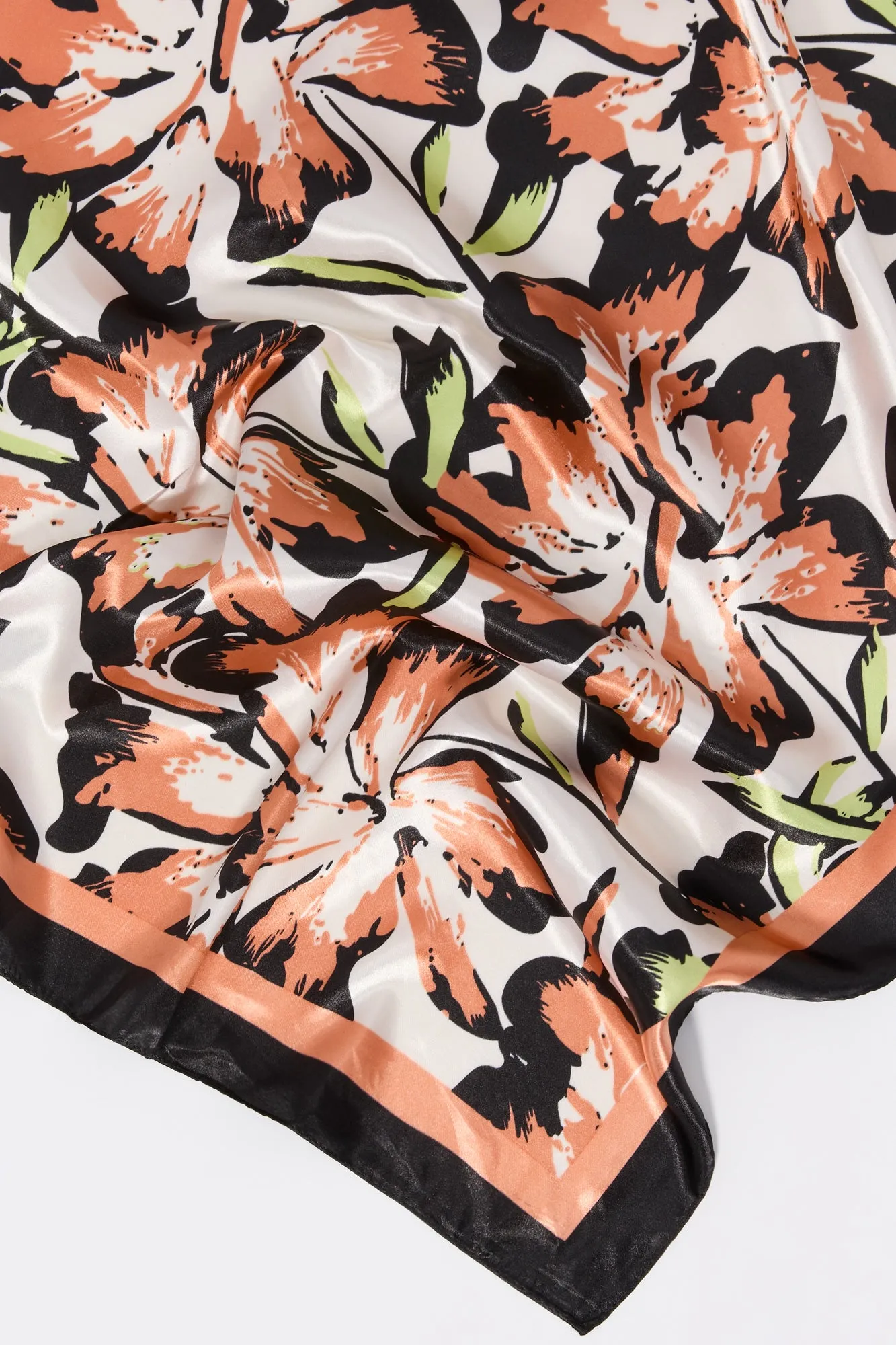 Pink Tropical Floral Print Satin Multiway Scarf sold by Urban Planet