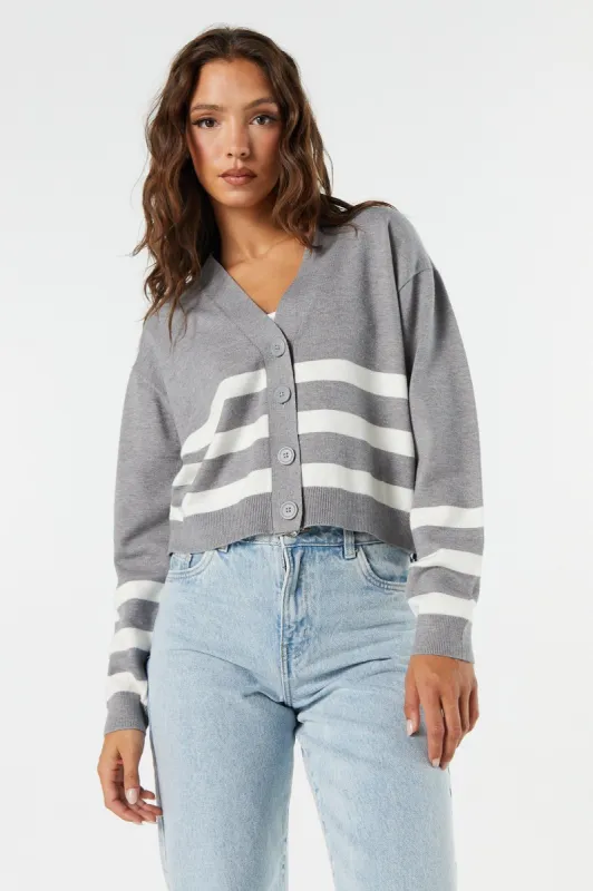 Striped Button Front Cardigan sold by Urban Planet