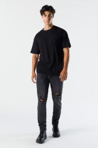 Black Wash Distressed Slim Denim Jean sold by Urban Planet