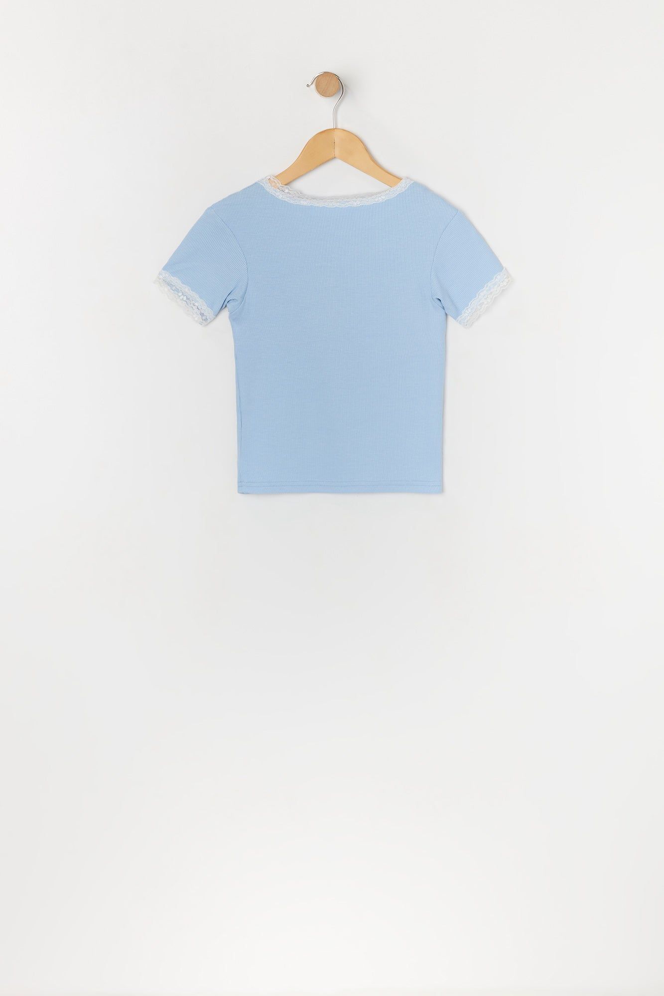 Girls Rhinestone Smiley Lace Trim T-Shirt sold by Urban Planet product image thumbnail 2