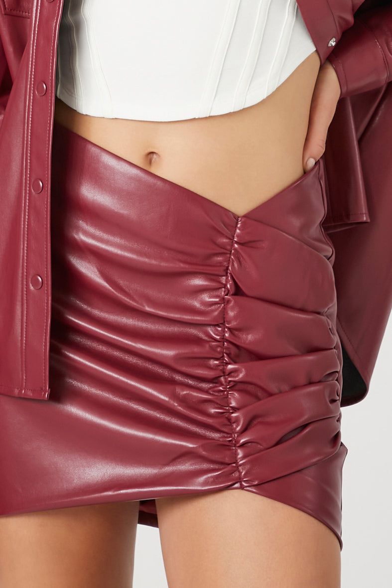 Faux Leather Ruched Mini Skirt sold by Urban Planet product image thumbnail 4