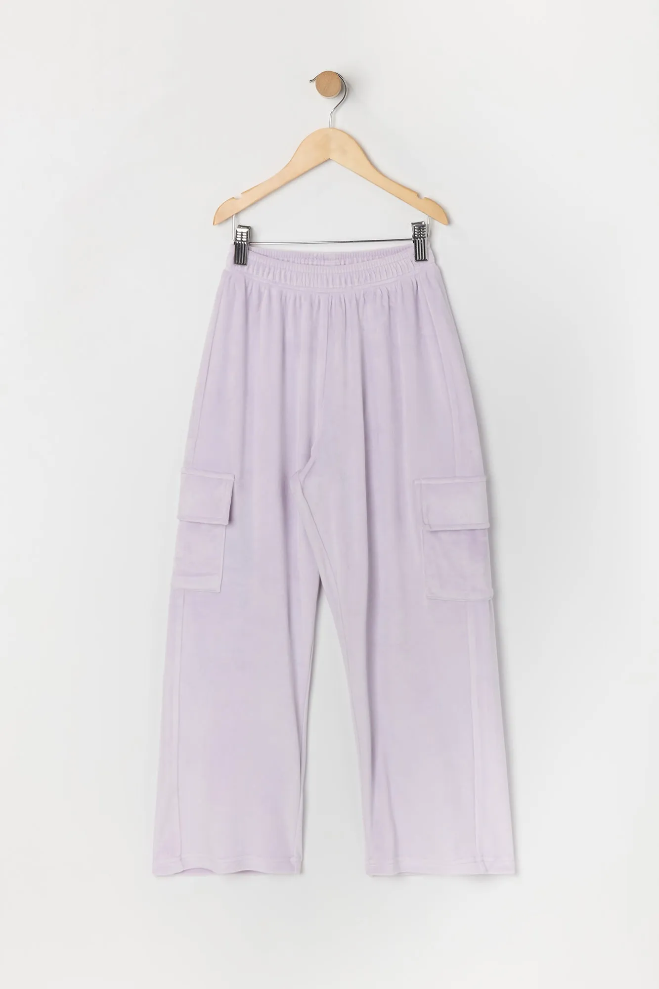 Girls Velour Wide Leg Cargo Pant sold by Urban Planet