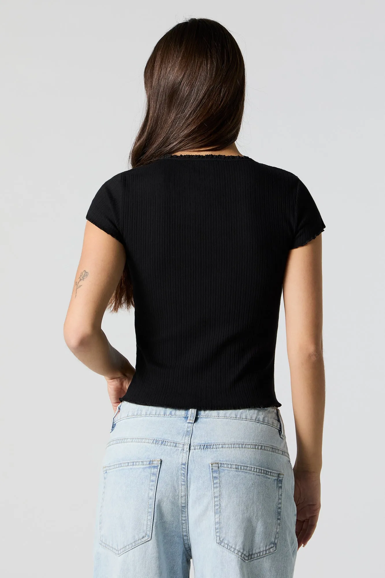 T-shirt côtelé à ourlet volanté sold by Urban Planet product image thumbnail 5