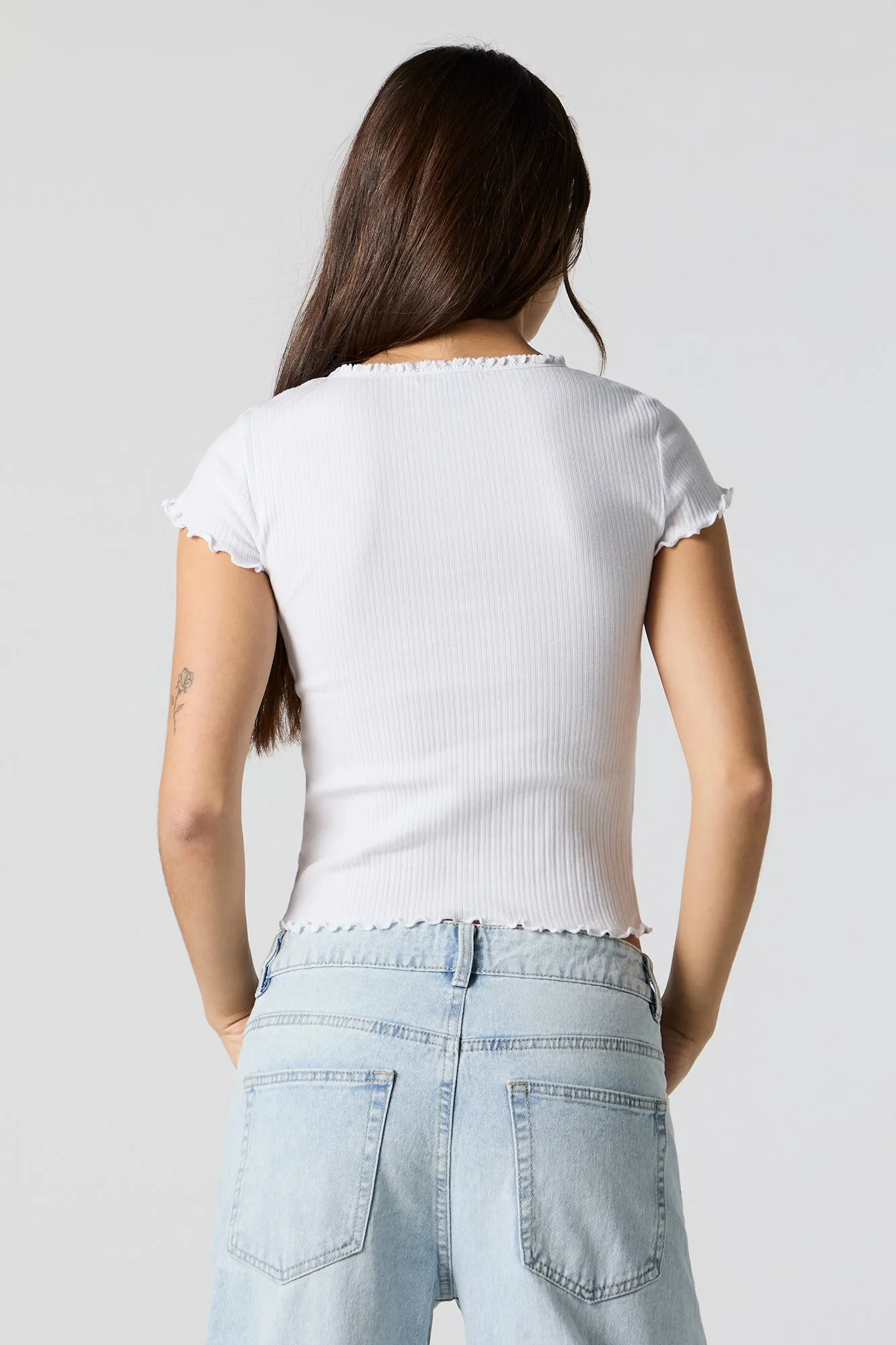 T-shirt côtelé à ourlet volanté sold by Urban Planet product image thumbnail 2