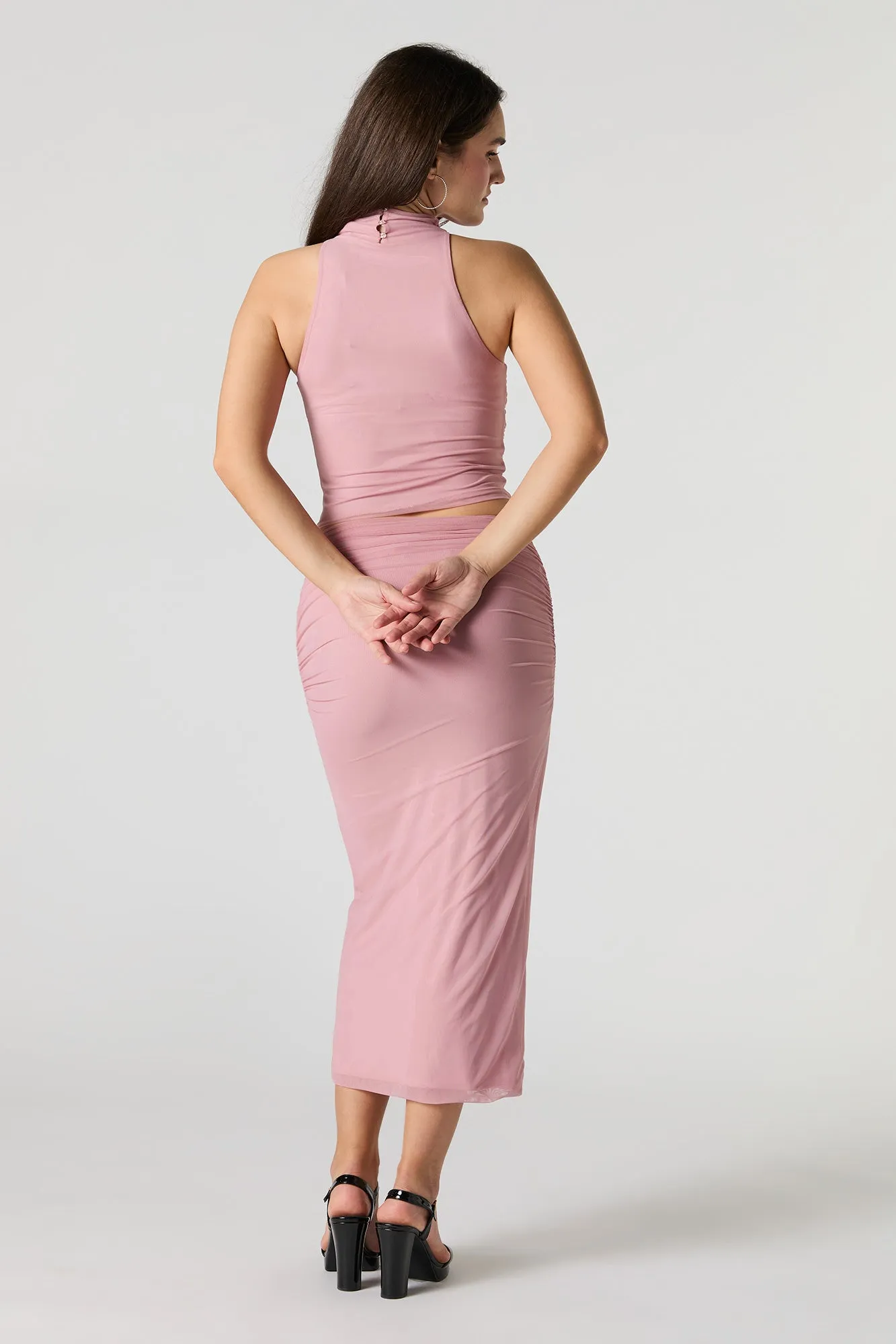 Mesh Ruched Midi Skirt sold by Urban Planet product image thumbnail 3