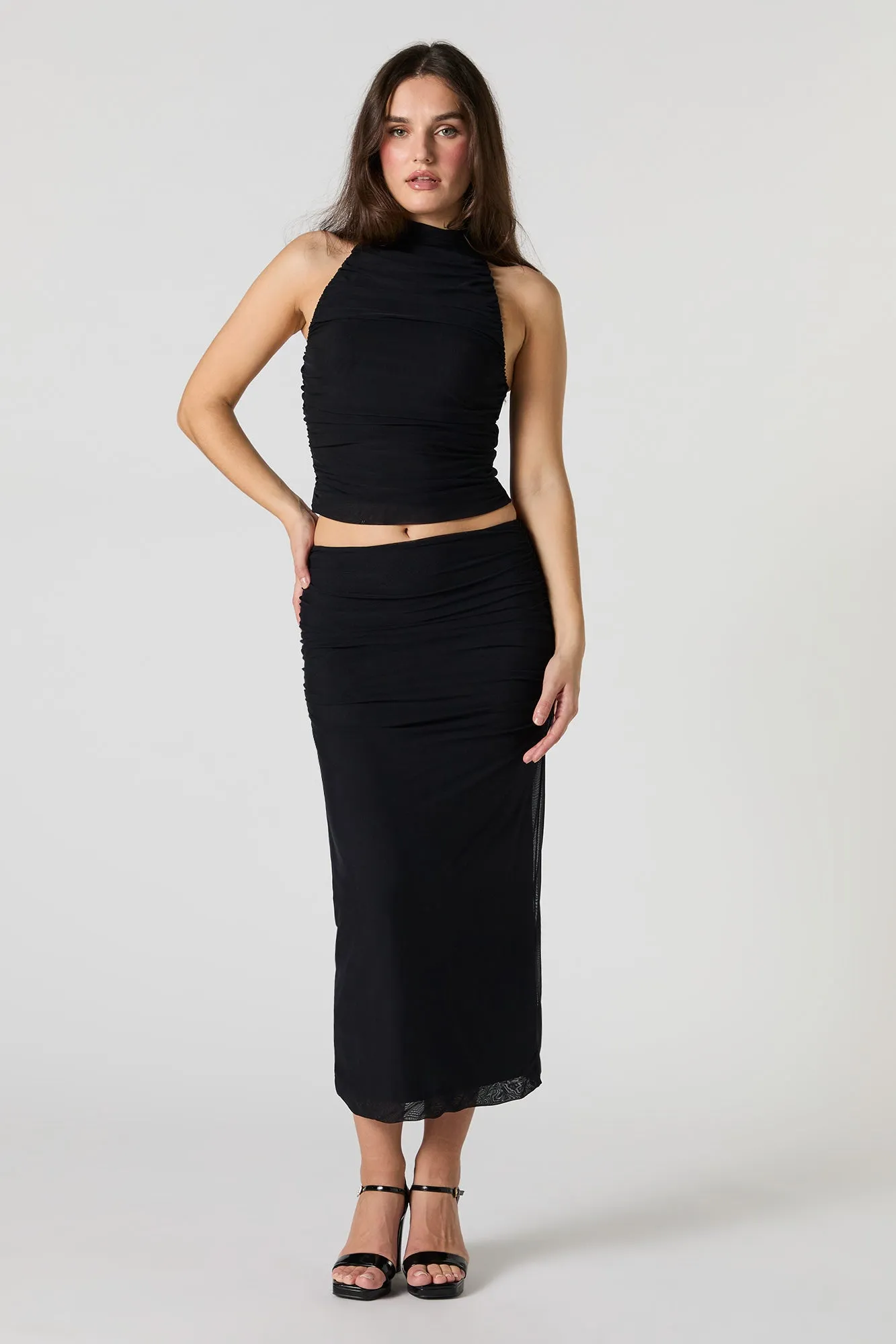 Mesh Ruched Midi Skirt sold by Urban Planet product image thumbnail 5