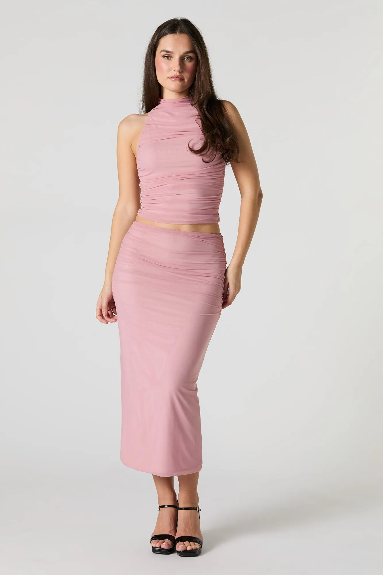 Mesh Ruched Midi Skirt sold by Urban Planet product image thumbnail 4