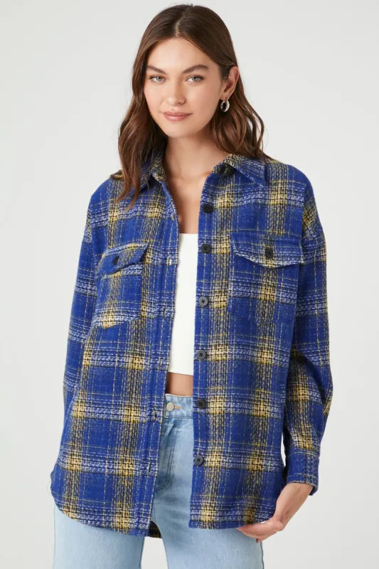 Plaid Button-Up Shacket sold by Urban Planet