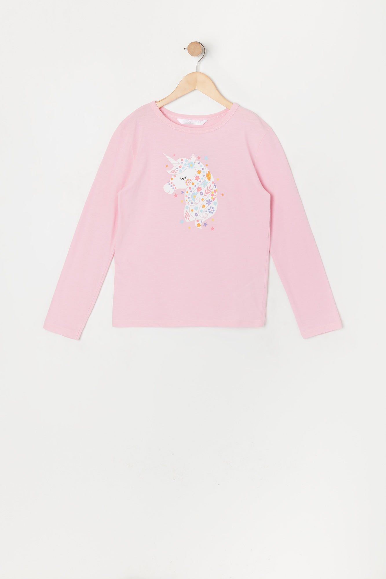 Girls Flower Unicorn Graphic Long Sleeve Top sold by Urban Planet