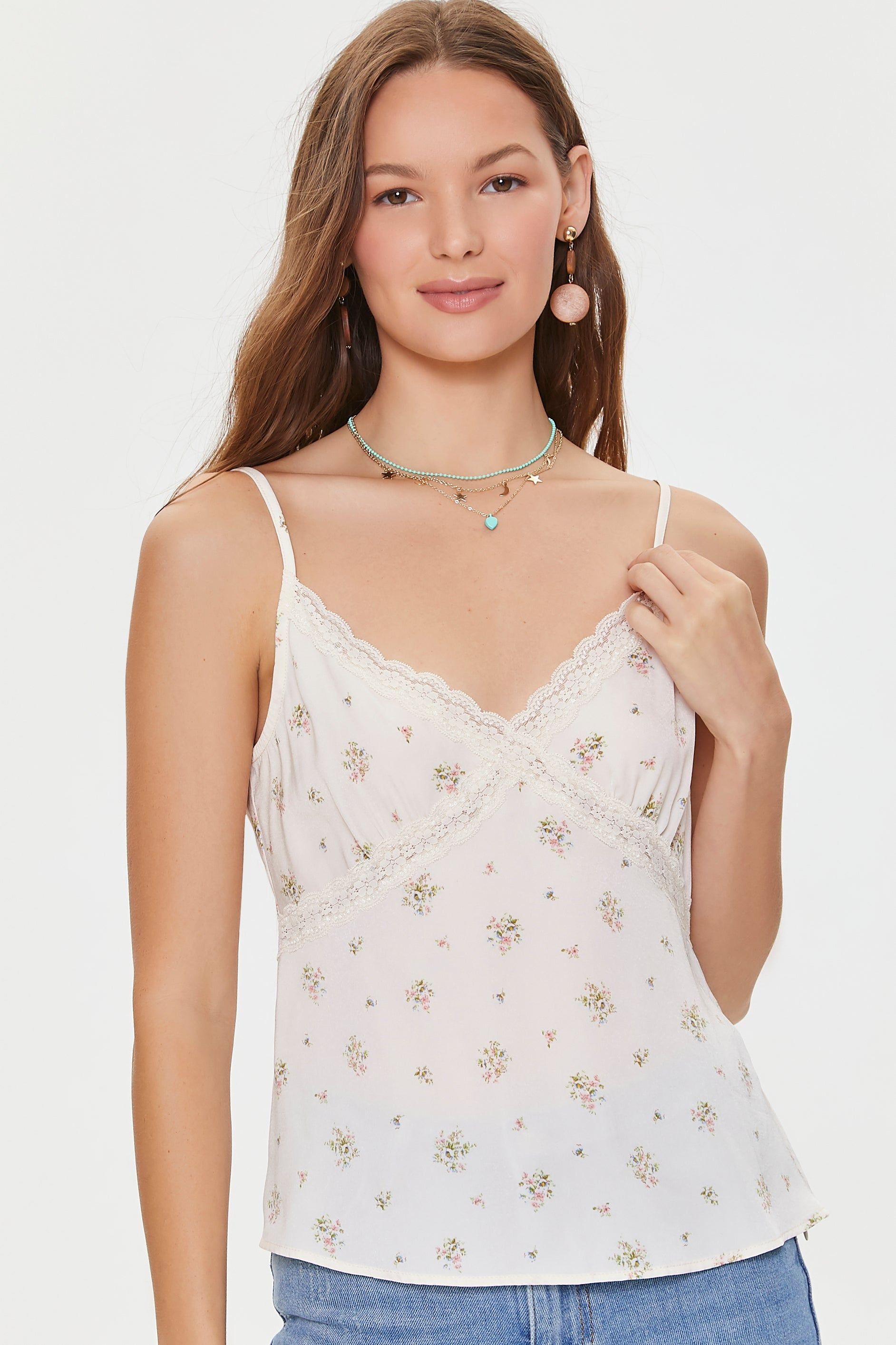 Floral Print Lace Trim Cami sold by Urban Planet product image thumbnail 6