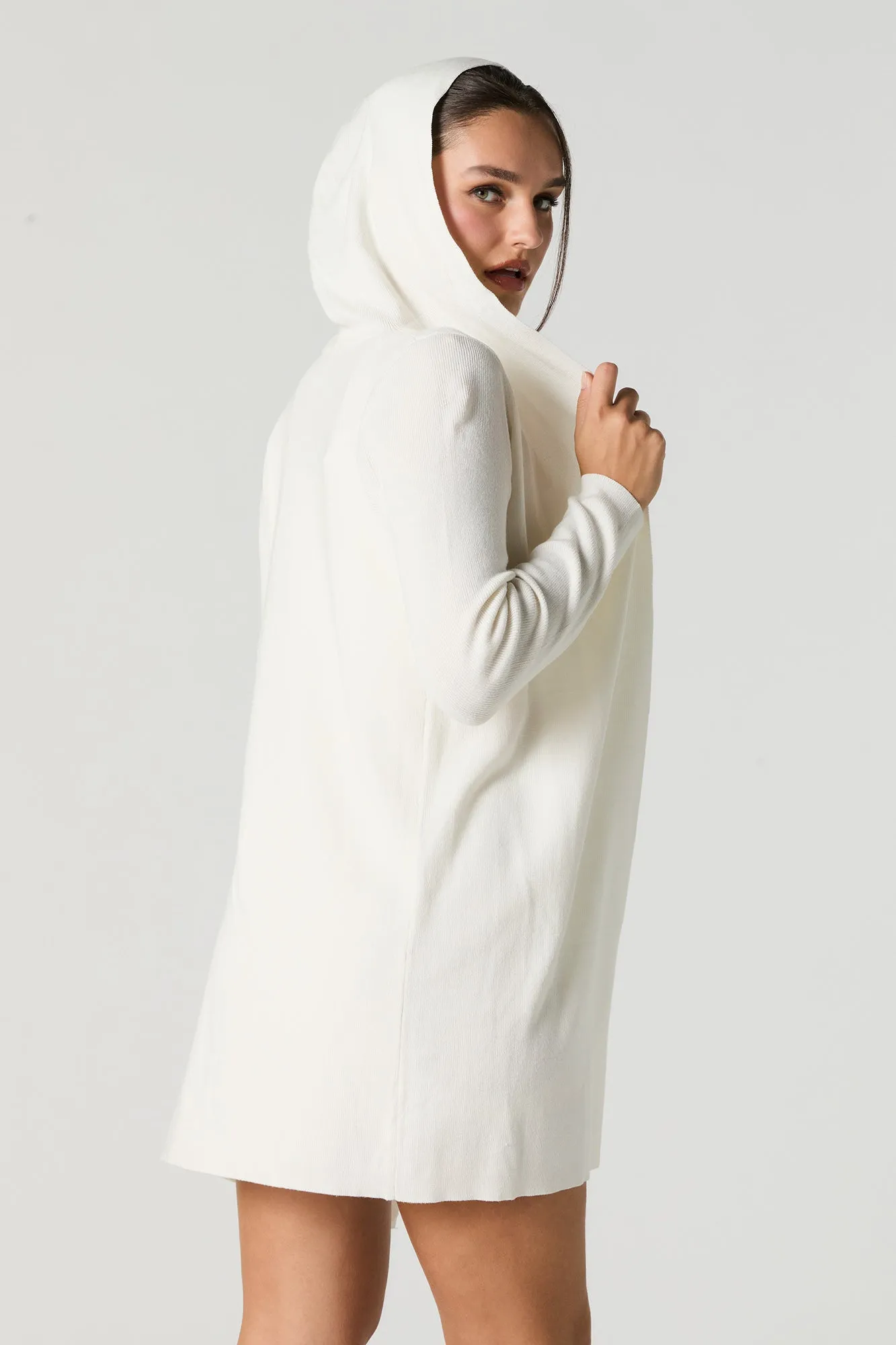 Open Front Long Sleeve Hooded Cardigan sold by Urban Planet product image thumbnail 5