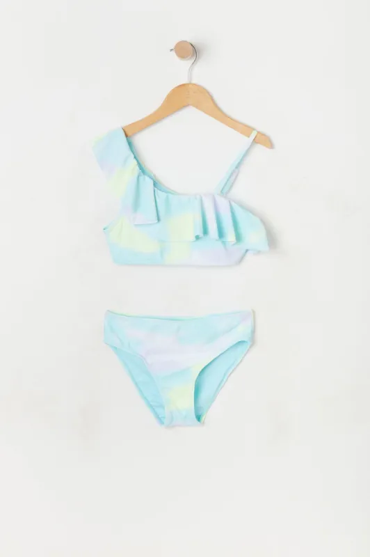 Girls One Shoulder 2 Piece Swimsuit sold by Urban Planet