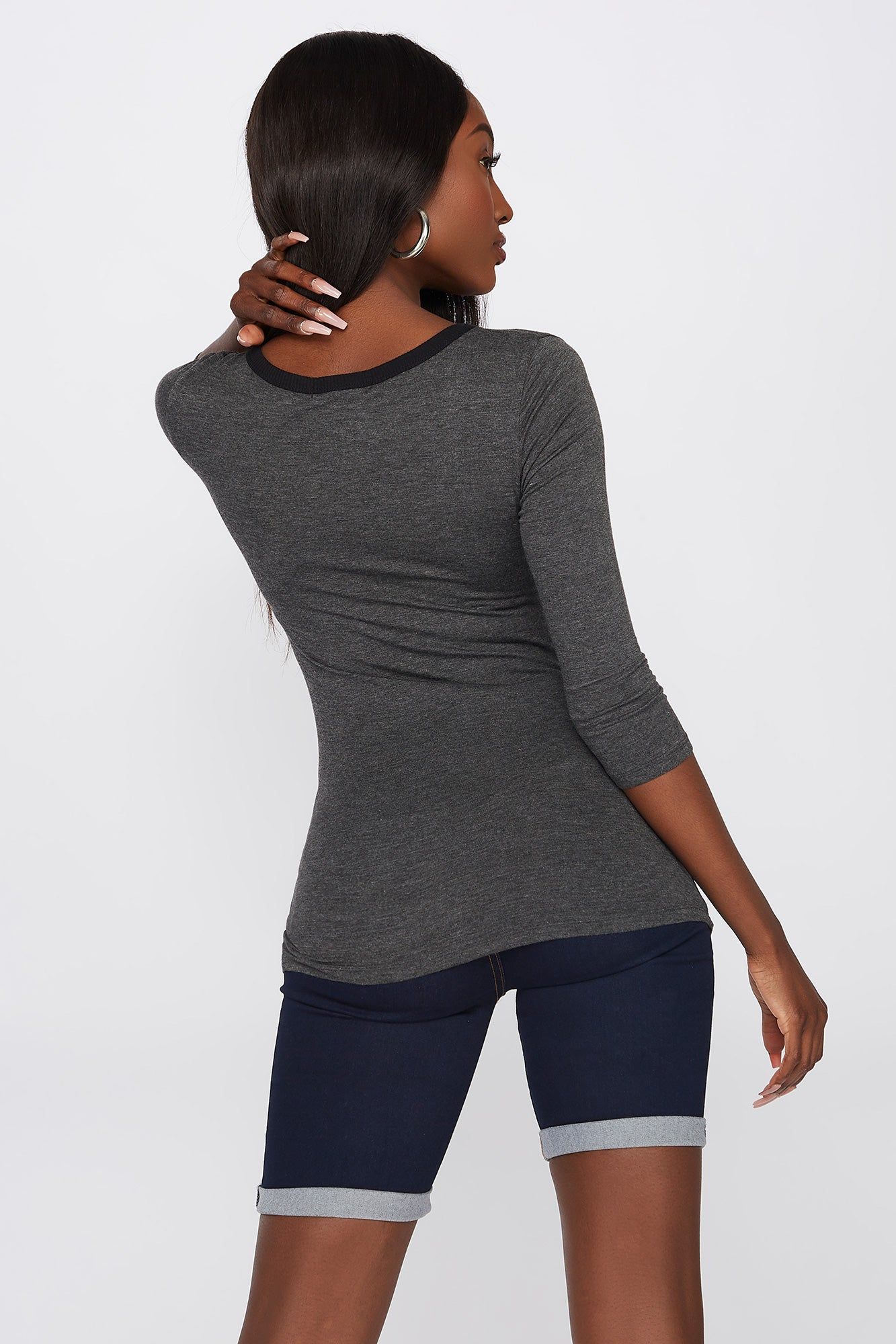 V-Neck Ringer T-Shirt sold by Urban Planet product image thumbnail 4