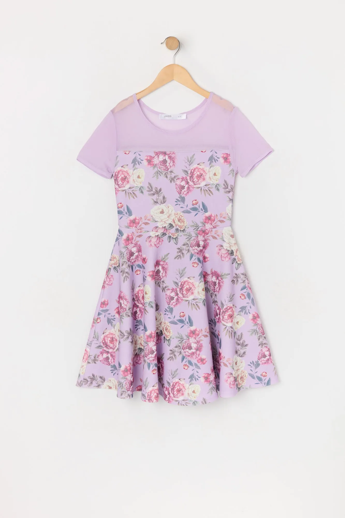 Girls Rose Print Mesh Skater Dress sold by Urban Planet product image thumbnail 4