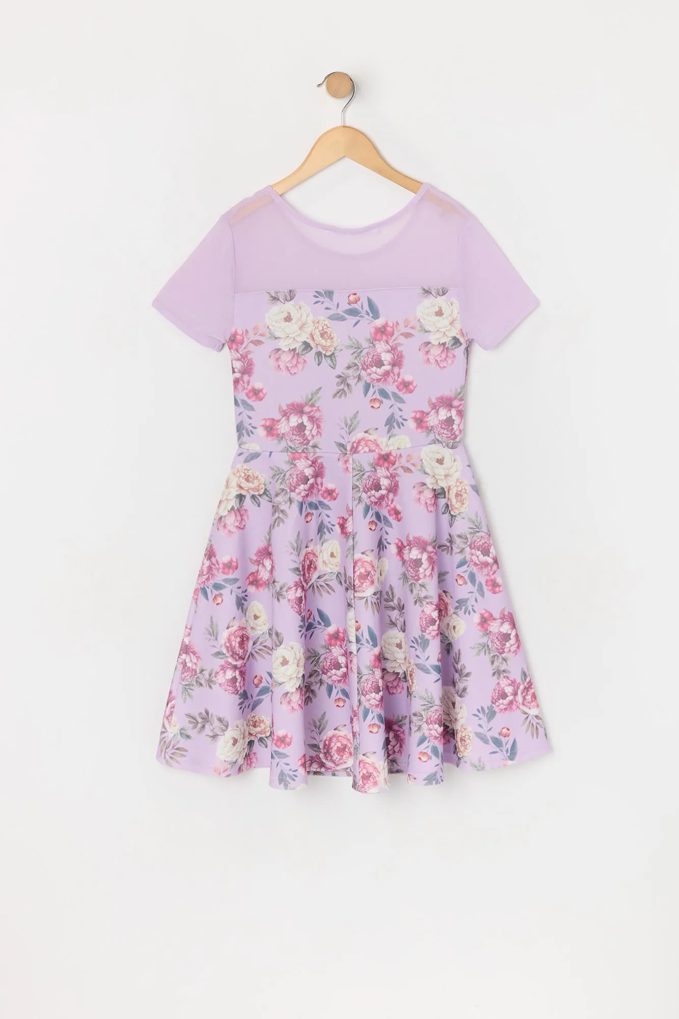 Girls Rose Print Mesh Skater Dress sold by Urban Planet product image thumbnail 5