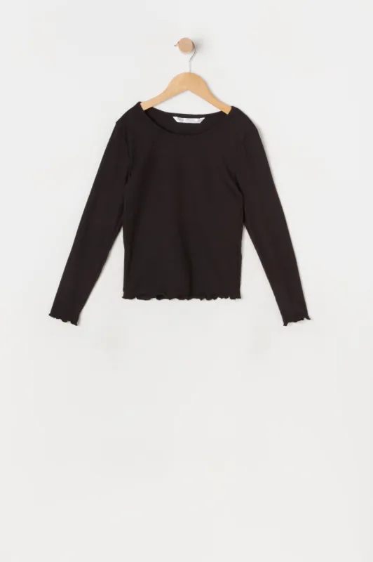 Girls Ribbed Lettuce Hem Top sold by Urban Planet