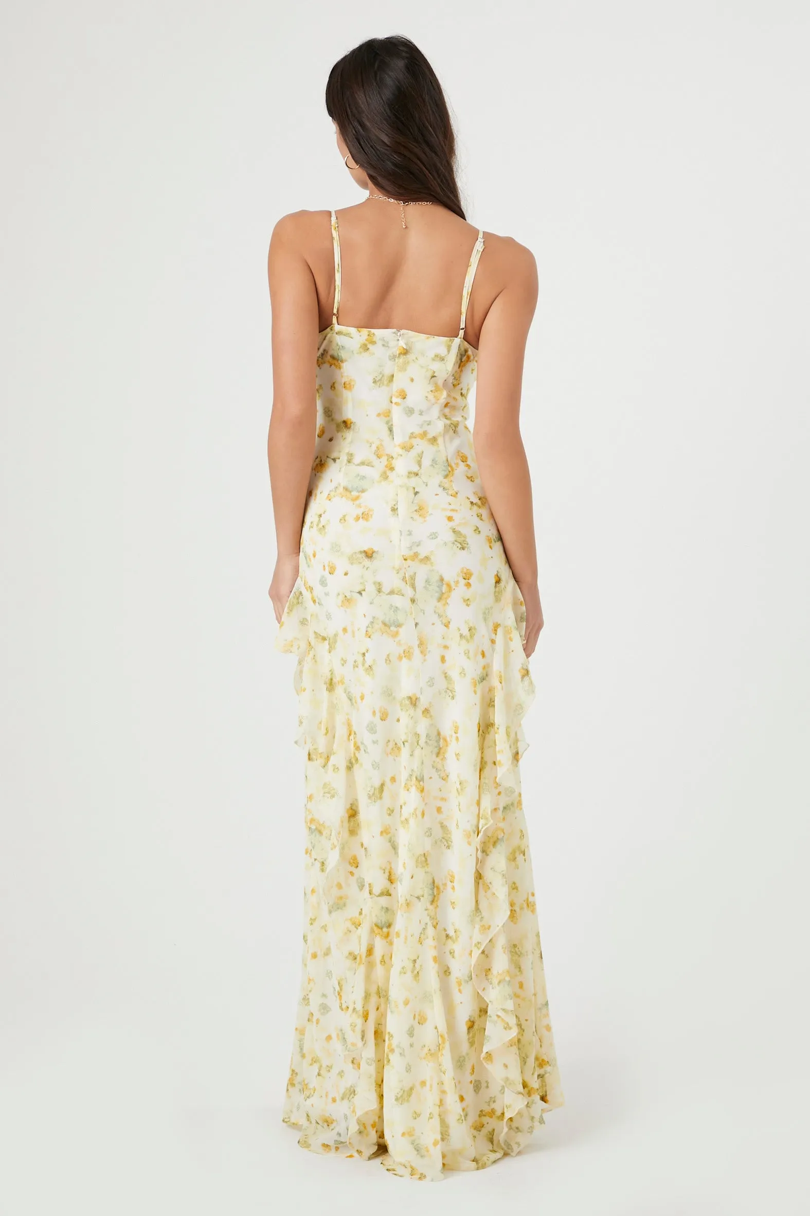 Floral Print Scoop Neck Ruffle Trim Maxi Dress sold by Urban Planet product image thumbnail 3