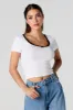 T-shirt côtelé court avec liséré de dentelle sold by Urban Planet