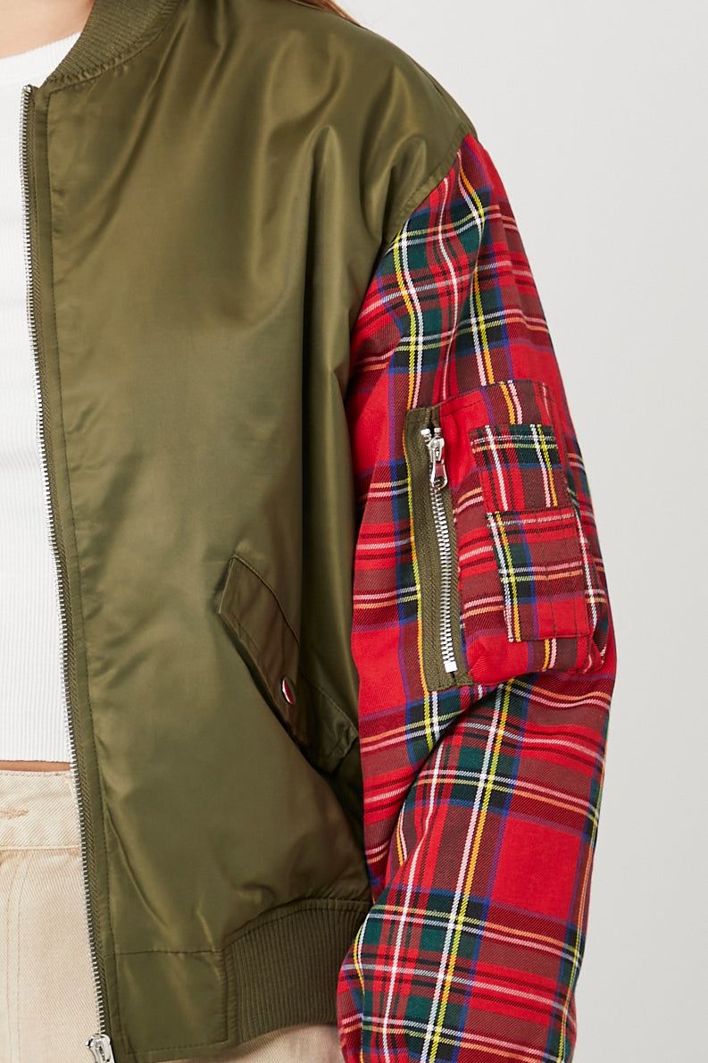 Blouson aviateur avec manches à carreaux sold by Urban Planet product image thumbnail 4