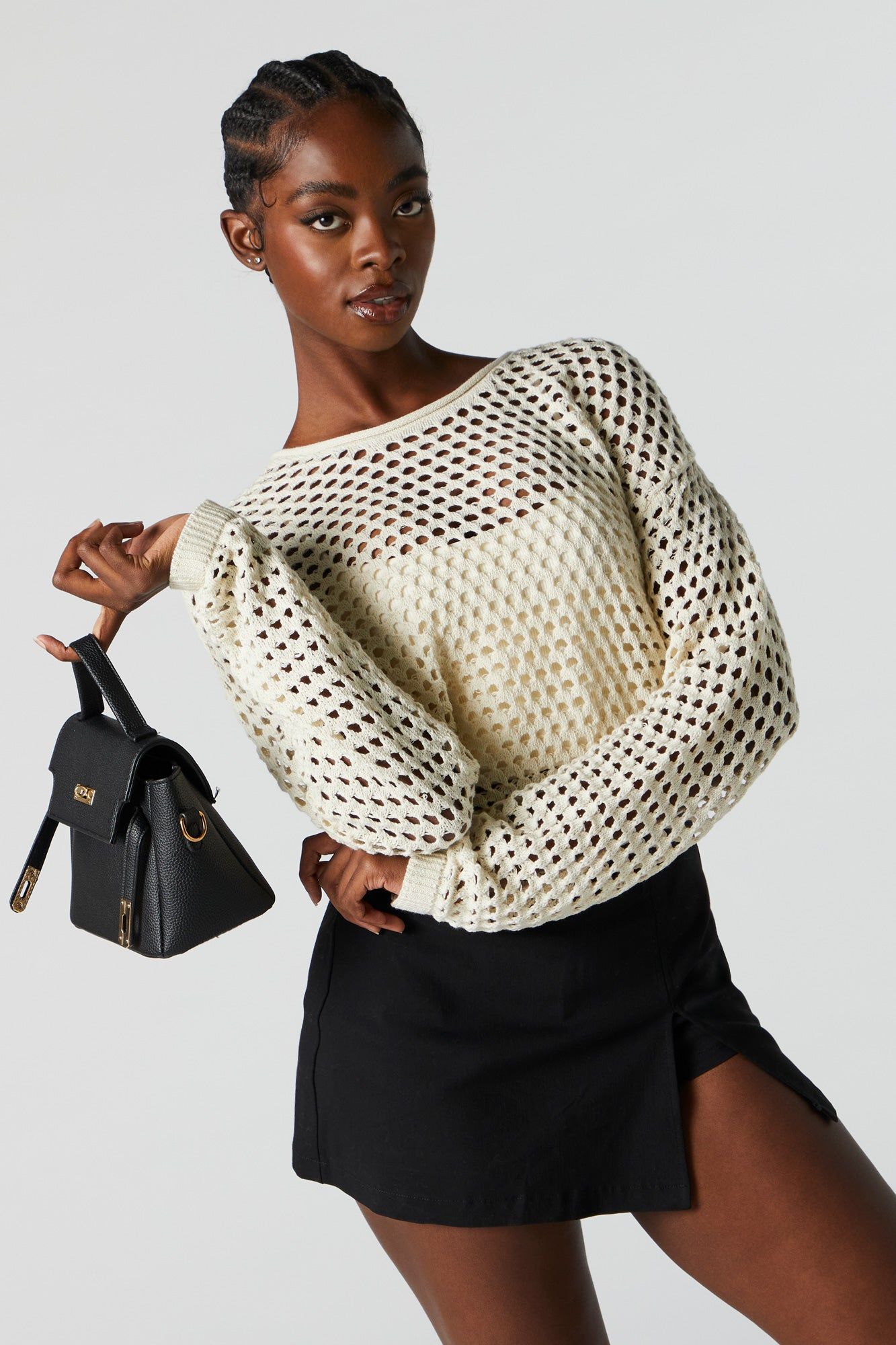 Chandail carré en tricot ajouré sold by Urban Planet product image thumbnail 2