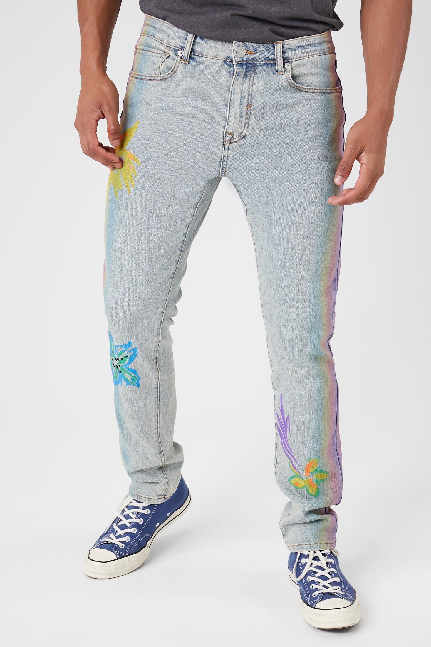 Flower Graphic Slim Jean sold by Urban Planet